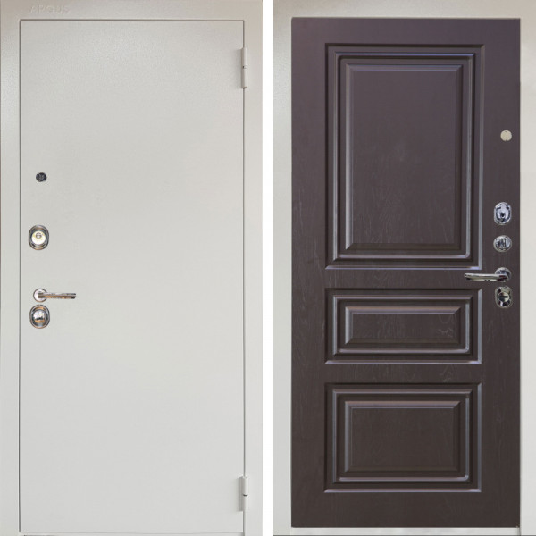 Входная дверь Аргус ЛЮКС 3К Снежно-белый Люкс 3к металл Снежно-белый + Скиф Горький шоколад