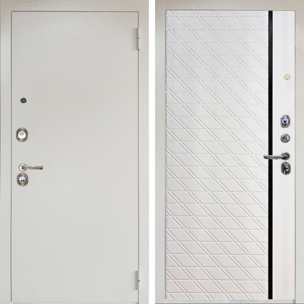 Входная дверь Аргус ЛЮКС 3К Снежно-белый Люкс 3к металл Снежно-белый + Тори Софт милк