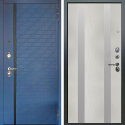 Входная дверь Аргус ЛЮКС 3К Тори Синий софт + Дуэт Белое дерево вставки Изабель