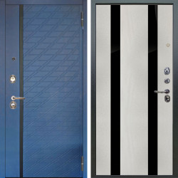 Входная дверь Аргус ЛЮКС 3К Тори Синий софт + Дуэт Белое дерево вставки Кензо