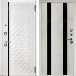 Входная дверь Аргус ЛЮКС 3К Тори Софт милк + Дуэт Белое дерево вставки кензо