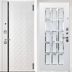 Входная дверь Аргус ЛЮКС 3К Тори Софт милк + Мэрелин Софт милк с фацетом и пескоструем