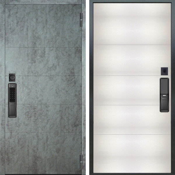 Входная дверь Аргус SMART Агат Темный бетон + Агат Вельвет белый горизон