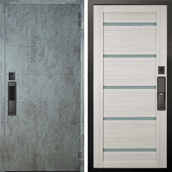 Входная дверь Аргус SMART Агат Темный бетон + Александра Белая лиственница