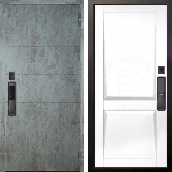 Входная дверь Аргус SMART Агат Темный бетон + Ариана Белая эмаль