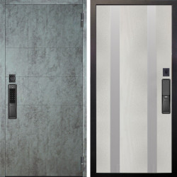Входная дверь Аргус SMART Агат Темный бетон + Дуэт Белое дерево вставки Изабель