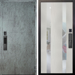 Входная дверь Аргус SMART Агат Темный бетон + Дуэт Белое дерево вставки Николь