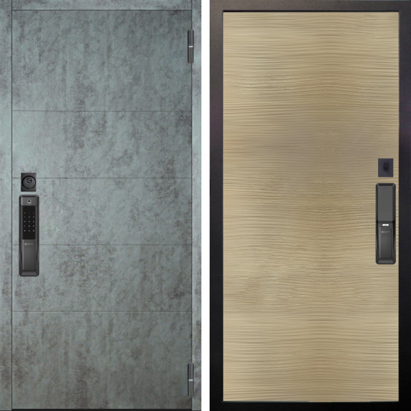 Входная дверь Аргус SMART Агат Темный бетон + Элегант Дорс светлый горизонт