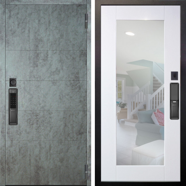 Входная дверь Аргус SMART Агат Темный бетон + Милли Роял вуд белый