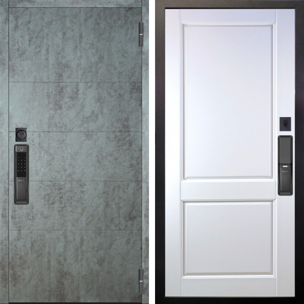 Входная дверь Аргус SMART Агат Темный бетон + Соренто Белая эмаль