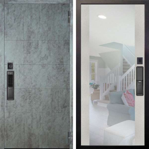 Входная дверь Аргус SMART Агат Темный бетон + Вояж Белое дерево