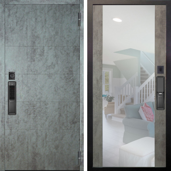 Входная дверь Аргус SMART Агат Темный бетон + Вояж Светлый бетон