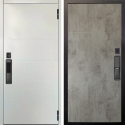 Входная дверь Аргус SMART Агат Вельвет белый горизонт + Агат Светлый бетон