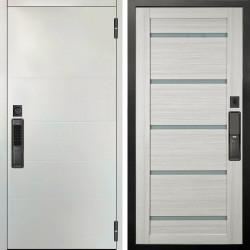 Входная дверь Аргус SMART Агат Вельвет белый горизонт + Александра Белая лиственница