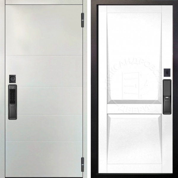 Входная дверь Аргус SMART Агат Вельвет белый горизонт + Ариана Белая эмаль