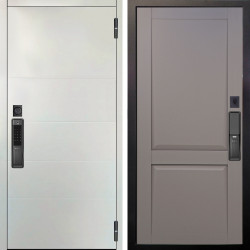 Входная дверь Аргус SMART Агат Вельвет белый горизонт + Ариана Серая эмаль
