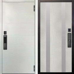 Входная дверь Аргус SMART Агат Вельвет белый горизонт + Дуэт Белое дерево вставки Изабель