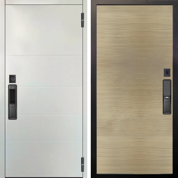 Входная дверь Аргус SMART Агат Вельвет белый горизонт + Элегант Дорс светлый горизонт