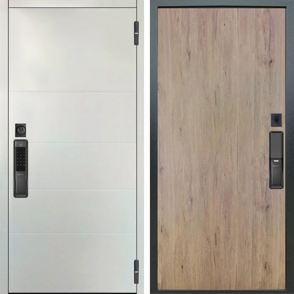 Входная дверь Аргус SMART Агат Вельвет белый горизонт + Элегант Рустик соломенный