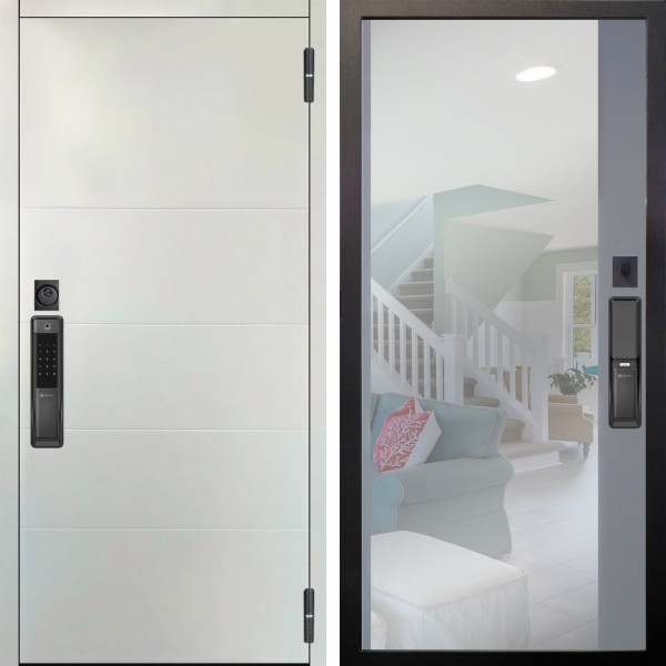 Входная дверь Аргус SMART Агат Вельвет белый горизонт + Магнум Силк маус