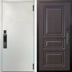 Входная дверь Аргус SMART Агат Вельвет белый горизонт + Скиф Горький шоколад