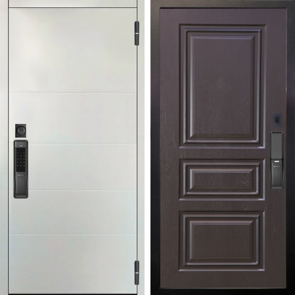 Входная дверь Аргус SMART Агат Вельвет белый горизонт + Скиф Горький шоколад