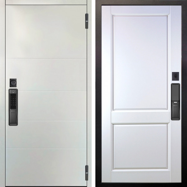 Входная дверь Аргус SMART Агат Вельвет белый горизонт + Соренто Белая эмаль