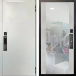 Входная дверь Аргус SMART Агат Вельвет белый горизонт + Вояж Белое дерево