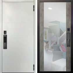 Входная дверь Аргус SMART Агат Вельвет белый горизонт + Вояж Светлый бетон