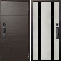 Входная дверь Аргус SMART Агат Венге горизонт + Дуэт Белое дерево вставки Кензо