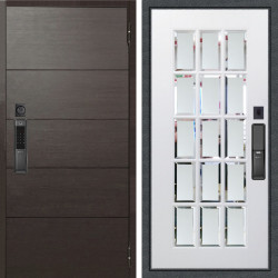 Входная дверь Аргус SMART Агат Венге горизонт + Мэрелин Софт милк зеркало с фацетом и пескоструем