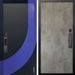 Входная дверь Аргус SMART Арабис Черный софт вставка Very Pery + Агат Светлый бетон