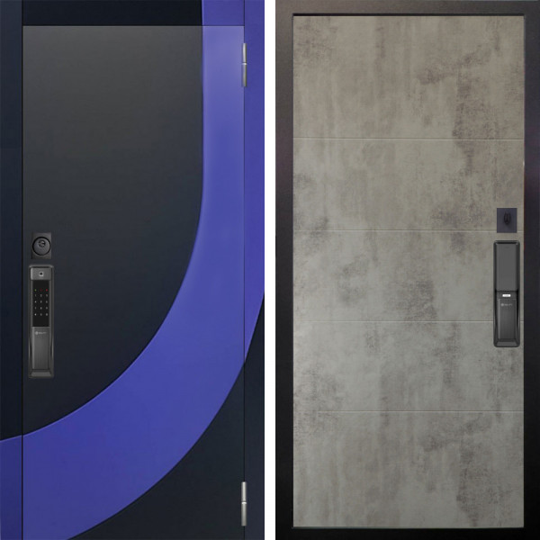 Входная дверь Аргус SMART Арабис Черный софт вставка Very Pery + Агат Светлый бетон