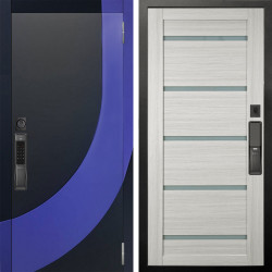 Входная дверь Аргус SMART Арабис Черный софт вставка Very Pery + Александра Белая лиственница