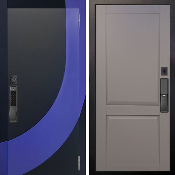 Входная дверь Аргус SMART Арабис Черный софт вставка Very Pery + Ариана Серая эмаль