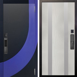 Входная дверь Аргус SMART Арабис Черный софт вставка Very Pery + Дуэт Белое дерево вставки Изабель