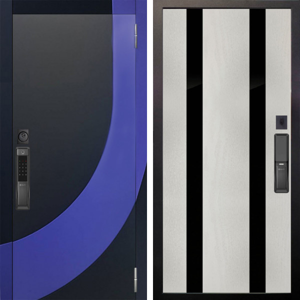 Входная дверь Аргус SMART Арабис Черный софт вставка Very Pery + Дуэт Белое дерево вставки Кензо