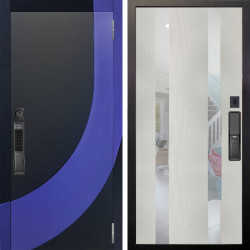 Входная дверь Аргус SMART Арабис Черный софт вставка Very Pery + Дуэт Белое дерево вставки Николь