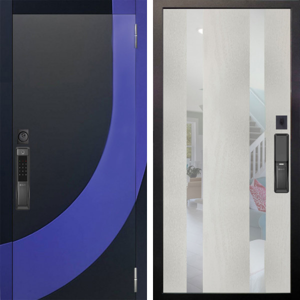 Входная дверь Аргус SMART Арабис Черный софт вставка Very Pery + Дуэт Белое дерево вставки Николь