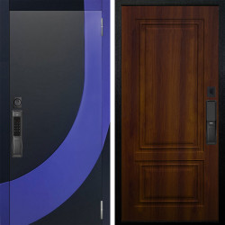 Входная дверь Аргус SMART Арабис Черный софт вставка Very Pery + Элион Дуб рустикальный