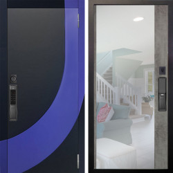 Входная дверь Аргус SMART Арабис Черный софт вставка Very Pery + Магнум Светлый бетон