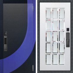 Входная дверь Аргус SMART Арабис Черный софт вставка Very Pery + Мэрелин Софт милк зеркало с фацетом и пескоструем