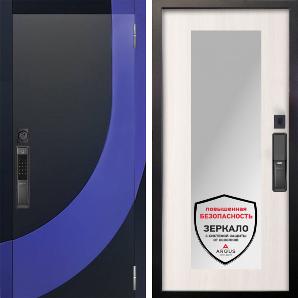 Входная дверь Аргус SMART Арабис Черный софт вставка Very Pery + Милли Ларче светлый