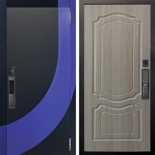 Входная дверь Аргус SMART Арабис Черный софт вставка Very Pery + Мишель Ларче светлый