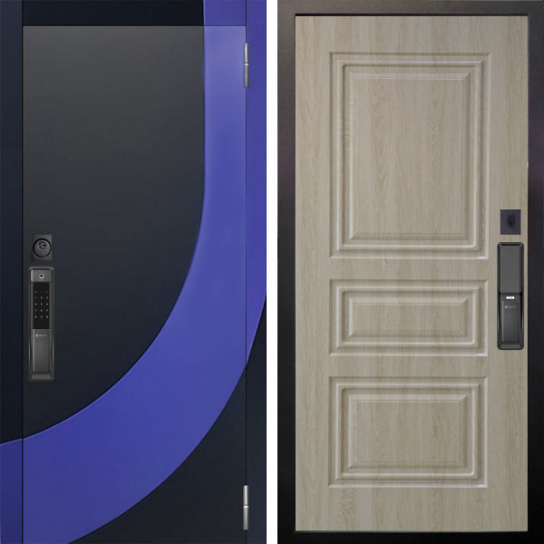 Входная дверь Аргус SMART Арабис Черный софт вставка Very Pery + Скиф Дуб филадельфия крем