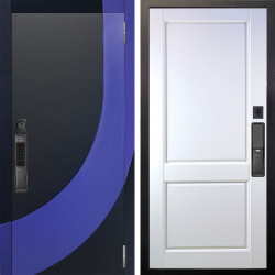 Входная дверь Аргус SMART Арабис Черный софт вставка Very Pery + Соренто Белая эмаль