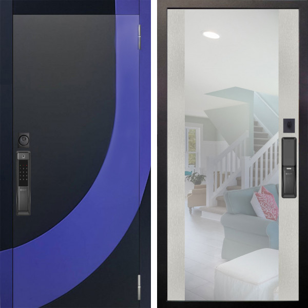 Входная дверь Аргус SMART Арабис Черный софт вставка Very Pery + Вояж Белое дерево