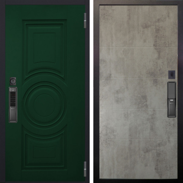 Входная дверь Аргус SMART Бенадир ral 6005 + Агат Светлый бетон