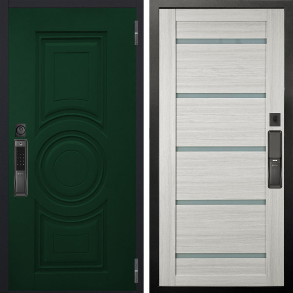 Входная дверь Аргус SMART Бенадир ral 6005 + Александра Белая лиственница