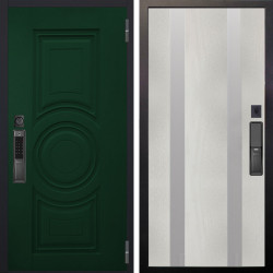 Входная дверь Аргус SMART Бенадир ral 6005 + Дуэт Белое дерево вставки Изабель